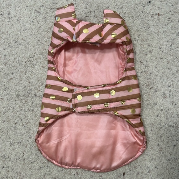Top paw pink and gold quilted small dog coat - Picture 6 of 11